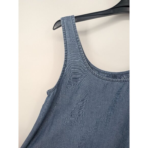 Porter Blue Chambray Tank Top Women Size XL Cropped Coastal Festival Resort Boho - Picture 6 of 9